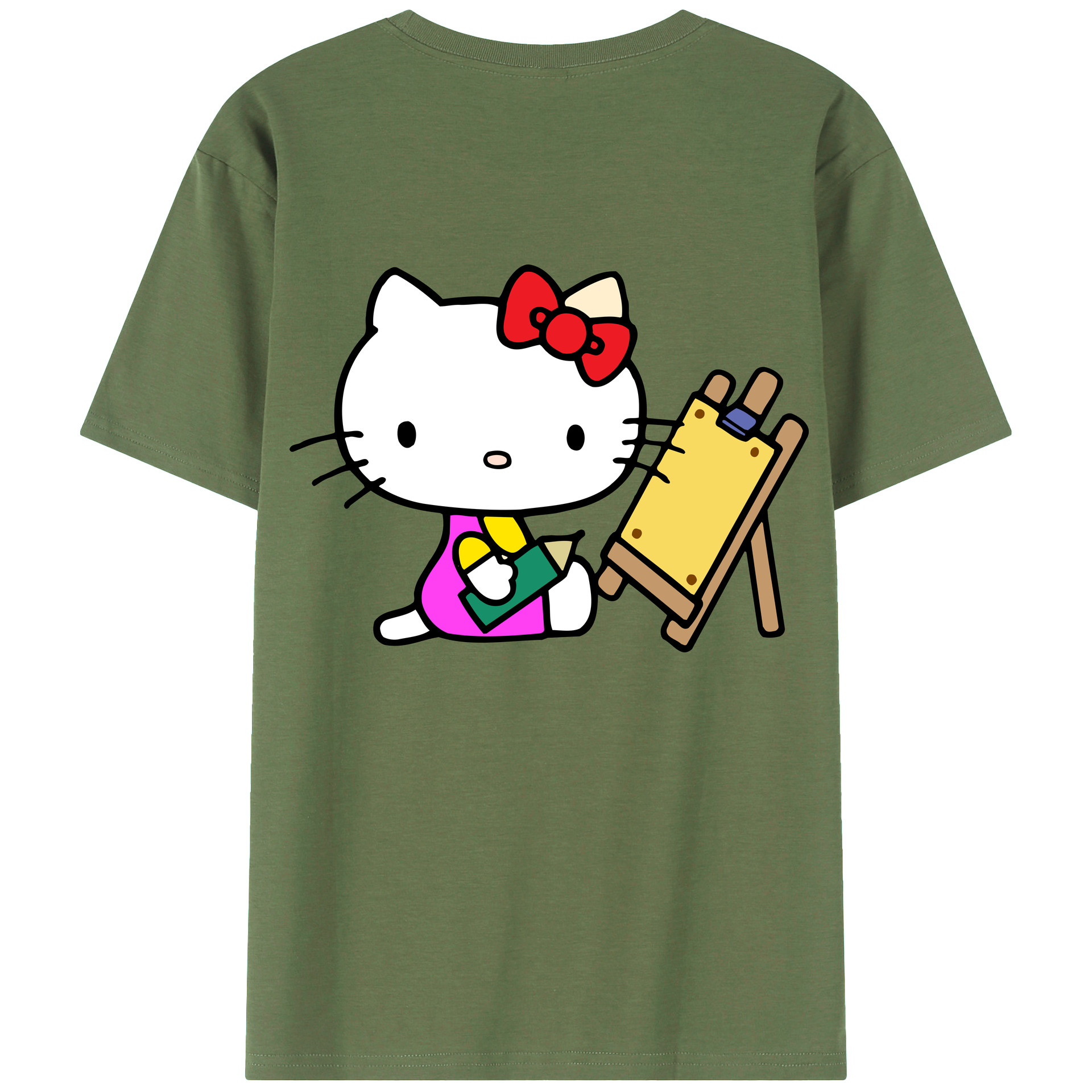（画像用） Hello Kitty ハローキティ 綿100％ メンズ半袖Tシャツ（バックプリント） 通気性